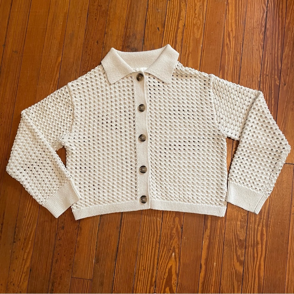 H&M Crochet Knit Button Cardigan Cream